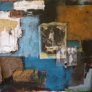Abstrakt, Mixed Media, Collage, Acrylbild, Strukturbild, Boot, Blau