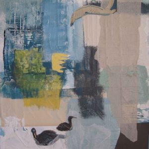 Abstrakte Malerei, Mischtechnik, Struktur, Collage, Blau